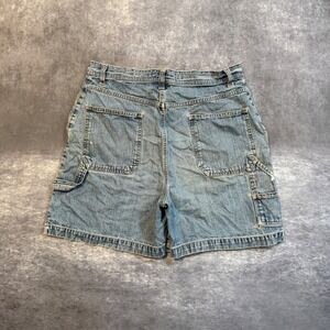 VTG 90s Cherokee Carpenter Denim Shorts Womens 14 Paint Splatter High Rise Jorts